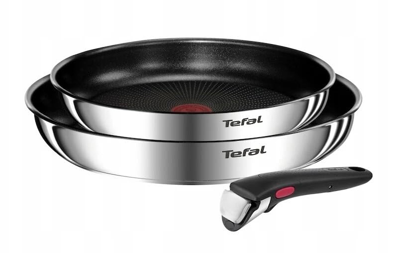 Tefal Ingenio Lot de 2 poêles en acier inoxydable avec poignée amovible anti-adhésive 24/28 cm