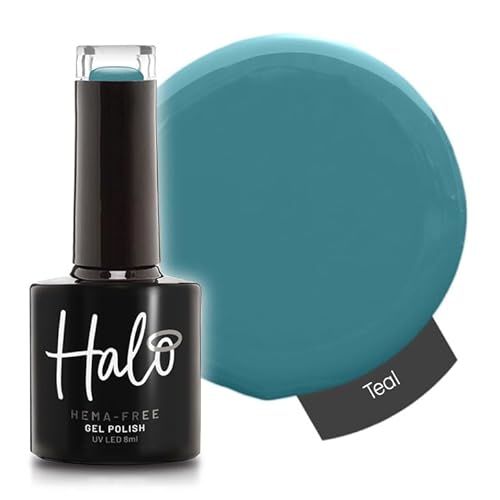 Halo Gel Polish 8ml - Teal. UV/LED Gel Nail Polish, Long Lasting & Easy To Apply. Nail Art Colours For Manicure & Pedicure. Gel Polish For Professional & Home Use.