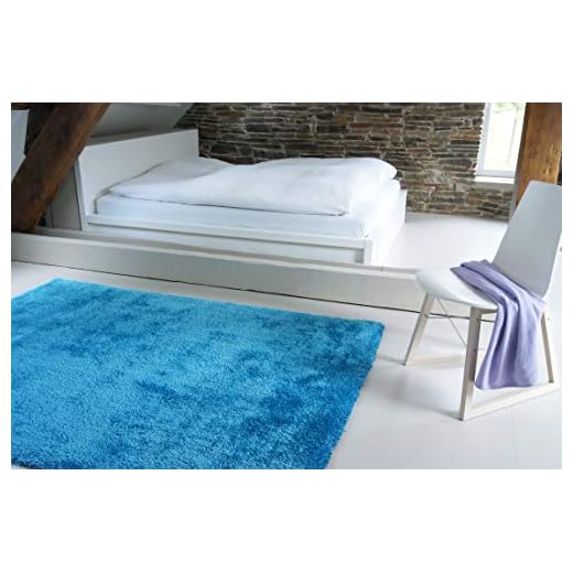 floor factory Modern Matta Seasons blå 160x230 cm fluffig mjuk lång lugg matta i de senaste trendfärgerna