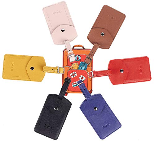 Sodsay Leather 2 Luggage Tag Baggage Bag Travel Tags With Privacy Flap (Arya Black) #TOP4