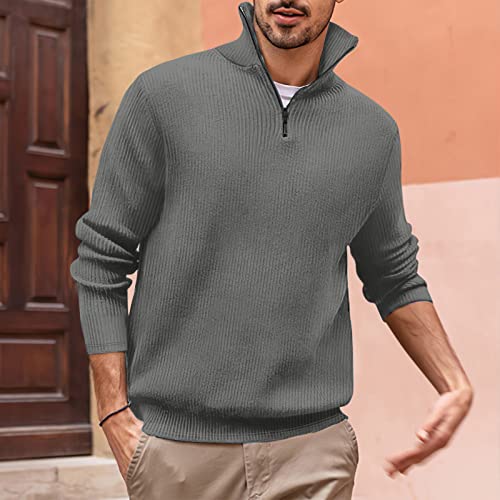 Pull col montant zippé homme coupe droite confortable pour automne hiver