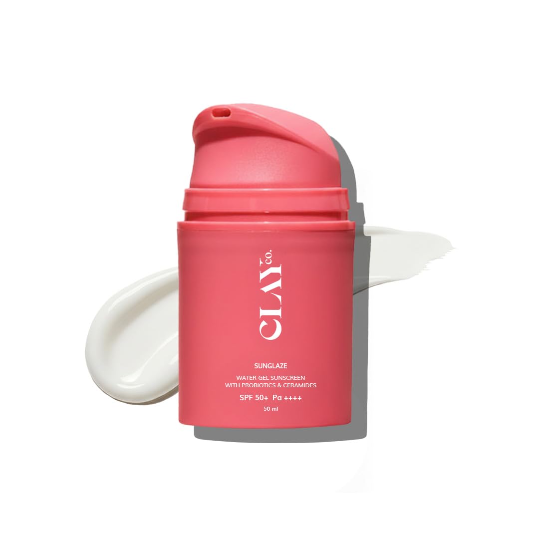 Clayco Sunglaze Sunscreen SPF 50 PA++++ | Probiotic & Ceramide Infused Sunscreen | Lightweight, Non-Greasy, Fast Absorbing