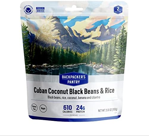 Backpacker's Pantry Cuban Coconut Rice & Black Beans - Freeze Dried Backpacking & Camping Food - Emergency Food - 24 Grams of Protein, Vegan, Gluten-Free - 1 Count