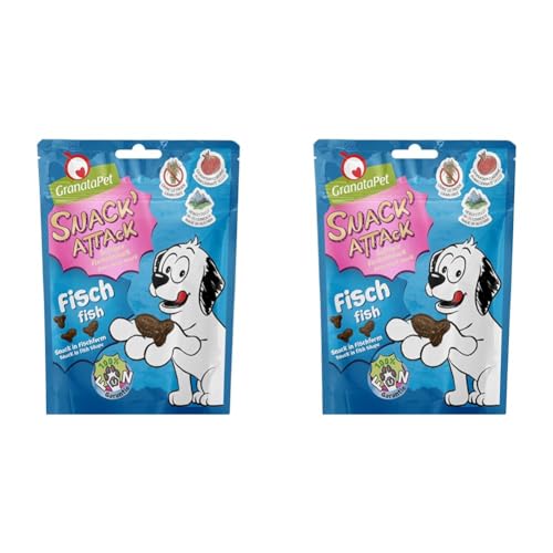 GranataPet Snack' Attack Fisch, 100 g, Hundeleckerli ohne Getreide & ohne Zuckerzusätze, Leckerchen für Hunde, weicher Hundesnack (Packung mit 2)