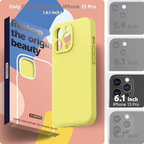 SURPHY Siliconen Hoesje voor iPhone 13 Pro(6,1"), Vloeibaar Siliconen Schokbestendige Case met Microvezel Voering(Individuele Bescherming voor Elke Lens)voor iPhone 13 Pro, Geel - Afbeelding 3