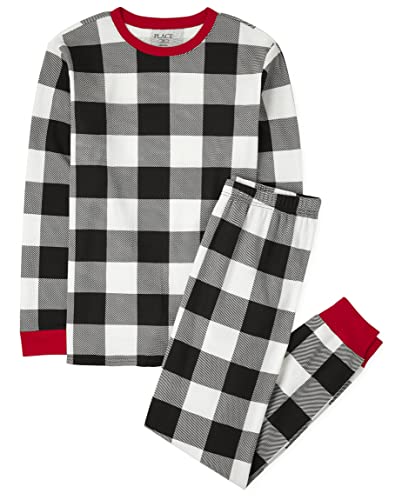 The Children's Place Baby Family Matching, Plaid Thermal Pajamas Sets, Black/White Check, XX-Large...
