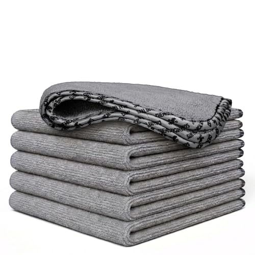 Chemical Guys AllSwipe Multi-Purpose Microfiber Towels for Cars Microfiber Cleaning Cloth Gray Drying Towels Car Detailing for Wash Interior and Glass 14 x 12 Inch - 6 Pack