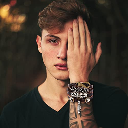 Akfsinsb Leather Bracelets For Women,Hippie Leather Wrap Bracelets For Women Boho With Evil Eye Owl Vintage Adjustable Multilayer Leather Wrist Band Wristbands Jewelry #TOP2