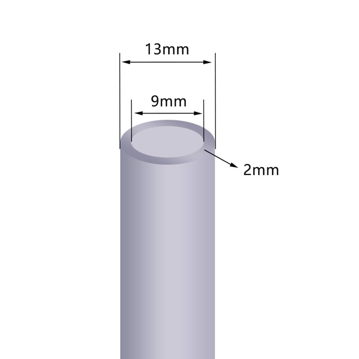 Tube En Silicone 9mm Intérieur / 13mm Extérieur - Longueur 2m - Tuyau à Air Flexible Clair - Neuf Sous Emballage