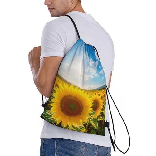 Yellow Sunflowers2 print Drawstring Bag Sack Gym Bag Ditty Bag for Gym Traveling, Hiking, Yoga, Shopping for Adult3