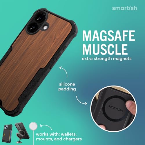 Image of Smartish iPhone 17 MagSafe Case - Gripzilla Protective Magnetic Case for Men [Rugged + Tough] Military Grade Heavy Duty Grip Armor - Drop Tested for iPhone 17 - Walnut Woods