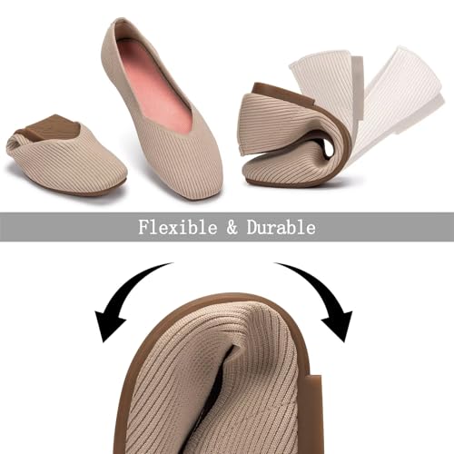 Image of Frank Mully Womens Casual Flat Shoes Square Toe Shoes Knitted Work Flat Comfort Dressy Flat Shoes for Daily Washable