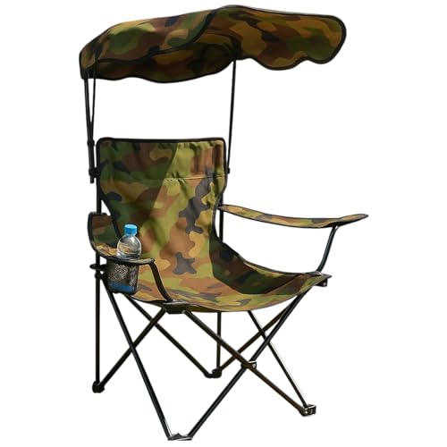TIENDA EURASIA - Silla Playa o Camping Plegable | Parasol y Porta Vasos Incorporado | Estructura de Metal y Tela Oxford Resistente | Estampado Camuflaje | Bolsa Transporte | 78x48x130 cm (Pack 1 UD)