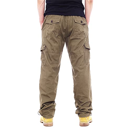 Mens Cotton Cargo Pants Work Camping Hiking Multi Pocket Straight Leg Pants4
