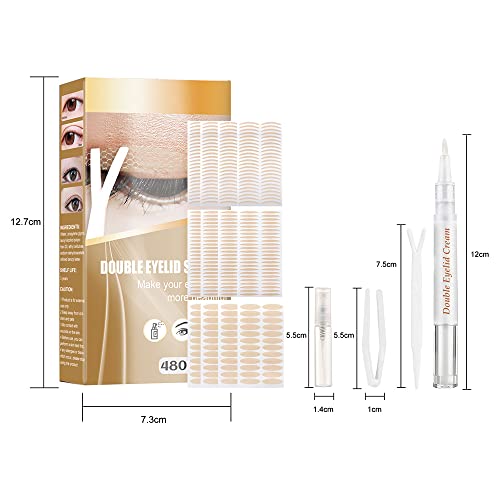 Eyelid Tape, 480PCS Eyelid Lifter Strips, Double Eyelid Tape for Hooded Eyes Invisible Eyelid Stickers & Double Eyelid Glue Styling Set, Instant Eyelid Lift Tape for Hooded,Droopy,Uneven,Mono-eyelids
