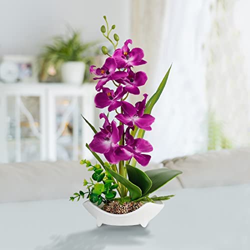 Livilan Phalaenopsis Orchid Purple Potted Orchids Decor Vivid Orchid Plants Purple Flowers Artificial Fake Flowers For Table Centerpiece Party Home Kitchen Decorations Office Indoor Decor #TOP2