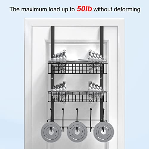 Milijia Coat Rack, Over The Door Hanger With Mesh Basket, Detachable Storage Shelf For Towels, Hats, Handbags, Coats (Black-2 Layer) #TOP4