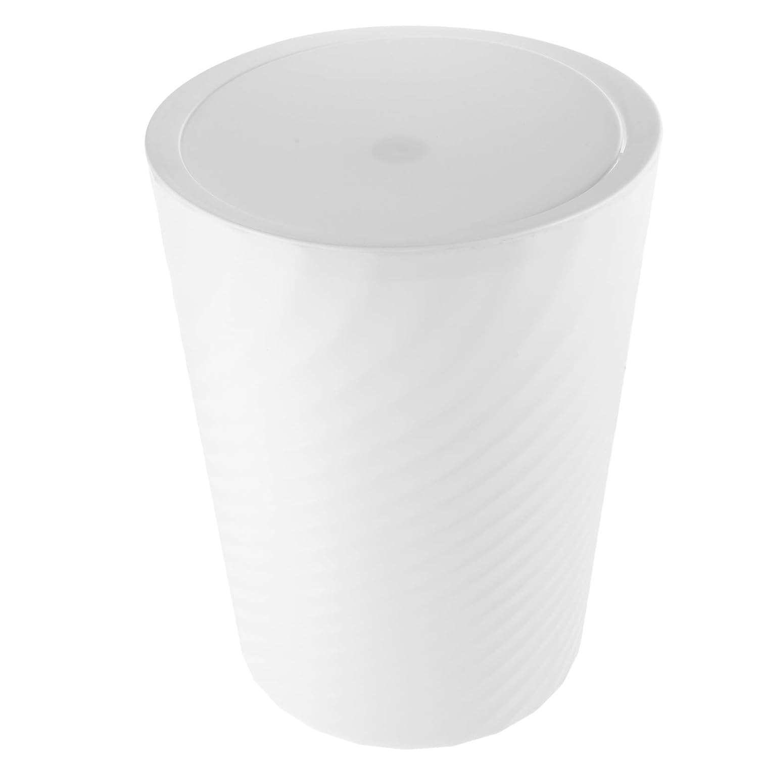 Kichvoe Creative 10l Trash Storage Bin with Lid, White Plastic Wastebasket for Bathroom, Bedroom, Office Use, Multi-use Covered Garbage Can for Home Organization