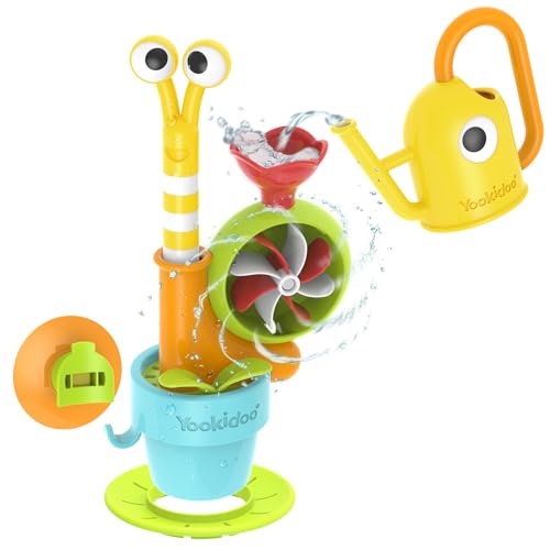 Yookidoo Toddler Baby Bath Toy (Ages 1-3) Pop-up Snail Sprinkler - Garden Adventure Set with Watering Can (Mold Free) Attach to Any Tub or Shower Fun...