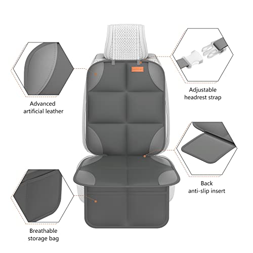 Image of SMART ELF 2 Pack in Gift Box Car Seat Protector (Dark Gray) | Thickest Padding and Non-Slip Backing Mesh Pockets for Baby and Pet, Sedan SUV Truck