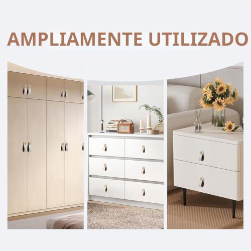 Miniatura 6 de Cjmuqhehh 8 Tiradores De Cuero Para Muebles, 6,4 X 2,5 Cm, Con Cabezal De Latón, Ideales Para Cajones, Armarios Y Muebles, Resistentes Al Agua, Duraderos, Para Familias Con Niños