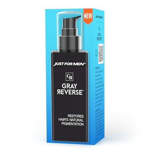 Just for Men Gray Reverse Daily Hair Serum, Gradually Reduces Gray Hair, Easy Dye-Free Serum, 6.7oz