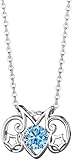 Collar con colgante del zodíaco de plata de ley 925, circonita cúbica brillante azul, horóscopo de 12 constelaciones, collares delicados para mujeres y niñas, regalo