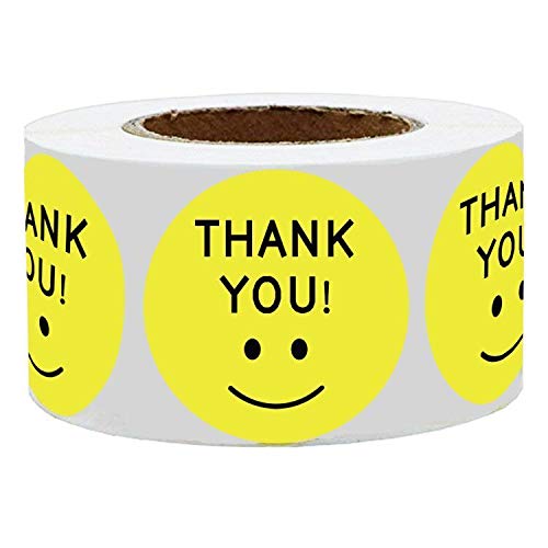 Yellow Smile Happy Face Stickers Thank You Labels - 2 Inch Round Circle Large Smile Face Stickers Smiling Stickers 500 Adhesive Teacher Kids Reward Labels Smiley Stickers