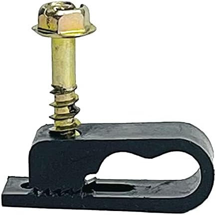 (TM) Flex Dual Coaxial Cable Clips, Cat6, Electrical Wire Cable Clip, 1/4 in (6 mm) Screw Clip and Fastener, Black (100 Pieces per Bag)