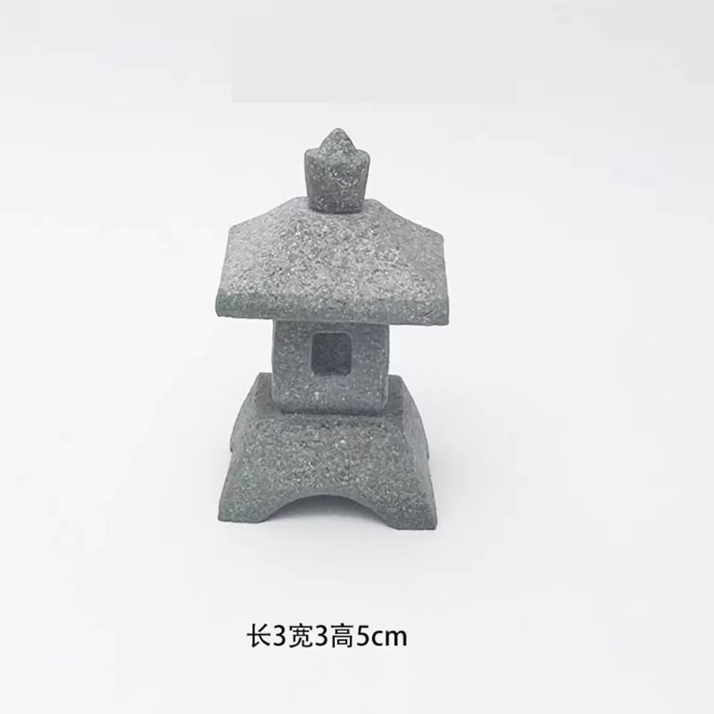 Amazon.co.jp: QIUEER ミニ石灯籠（とうろう） 角雪見灯籠 雪見