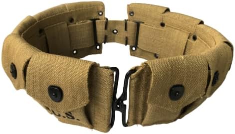 U.S Army M1923 Rifle Cartridge WWII Springfield M1 Garand 10 Pocket Canvas Ammunition Belt Bandolier