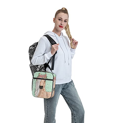 Flower Horse Insulated Lunch Bag Lunch Box Lunch Tote Cooler Reusable Lunch Pail Outdoors Meal Bag For Women Men #TOP6