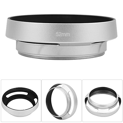 Tbest Pare-Soleil Universel en Alliage D'aluminium pour Appareil Photo Creux Portable, Pare-Soleil biseauté argenté, Accessoire de Photographie Professionnel pour Appareils Photo (52mm)