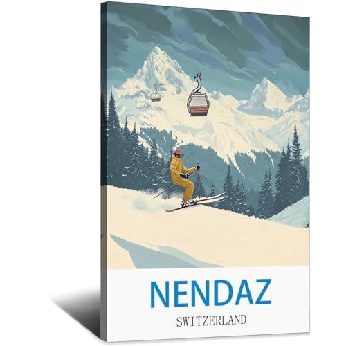 Nendaz Poster de voyage vintage Suisse 20x30 cm pour décoration murale rétro