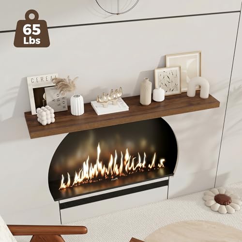 Image of Fun Memories 12 Deep Floating Shelves for Wall, 55W x 12D Extra Large Floating Shelves Set of 2, Hanging Wood Wall Shelves for Living Room, Kitchen, Bedroom, Farmhouse, Laundry Room, Office - Walnut