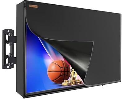 IC ICLOVER Outdoor TV Cover 60-65 inch, 600D Heavy Duty Waterproof TV Protector with 3 Sides Full Zipper, Fits up to 58.5"W×35"H, Weatherproof Outside Television Covers Enclosure for Flat Screen TVs