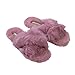 Geagodelia Pantoufles pour femme en peluche douce avec bout ouvert pour la maison, antidérapantes, décontractées, fausse fourrure - Violet - aubergine, 35 EU EU