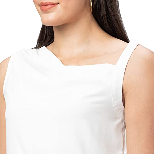 Image of Globus Women White Solid Sleeveless Top