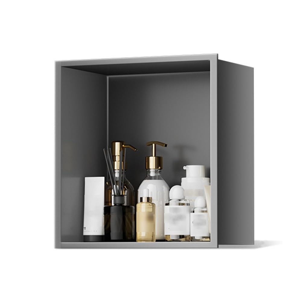 Mensola da incasso a parete in acciaio inox nero opaco, non richiede piastrelle, 28 x 12,4 x 69,8 cm, soluzione elegante e funzionale