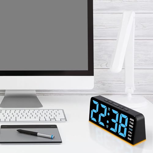 Hosrivae Horloge numérique LED avec lumière – Grand affichage de la date et réveil pour bureau à domicile, 16 x 6,7 cm, matériau ABS, comme indiqué (vert)