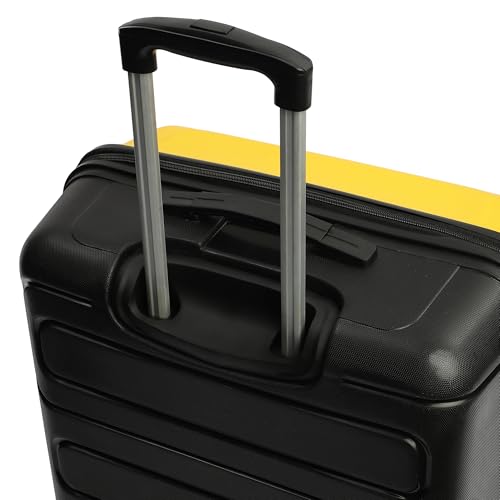 Image of Yayavar Tokyo Textured Hard-Sided Suitcase Bag - 120L| Dual Color Trolley with 4 Spinner Wheels, Number Lock, Water Resistant | Luggage Bag for Travel (Yellow & Black, 75cm, Large)