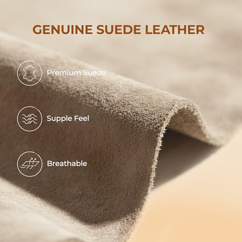 DREAM PAIRS Snow Boots for Women Genuine Suede Faux Fur Lining Anti-Slip Warm Winter Booties Slip On Memory Foam Ankle Boots FuzzyClassicⅡ Low Boots,Size 9W,Sand