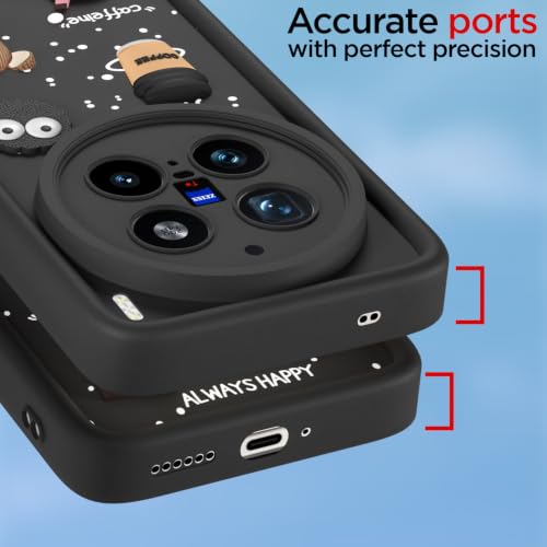 Image of Pikkme Back Cover for Vivo X200 Pro 5G | 3D Bear Silicone Cute & Fun Coffee Cartoon | Full Body Protection Bumper Case (Black)
