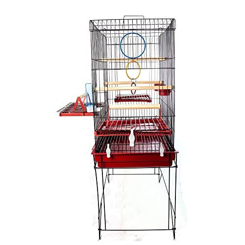 Gaiola Viveiro Pássaro Confort Triplex + Bolsa Transporte Jelplast (Preto/Vermelho)