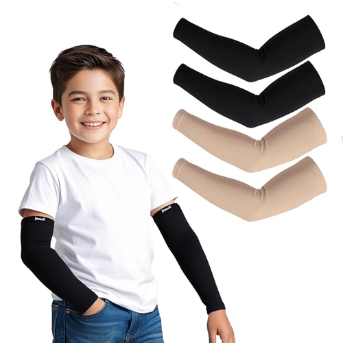 Image of Kids Arm Sleeves - Protective Arm Covers for Boys & Girls, Ages 5-13, UV Sun Protection, Perfect for Sports, Cycling, Running, and Outdoor Activities