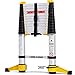 Produktbild Lionladder EN131-6 3,8M Professionelle Teleskopleiter mit Stabilisator, Aluminium Mehrzweckleiter Eine-Taste-Rückzug, 150kg/ 330 lbs Belastbarkeit