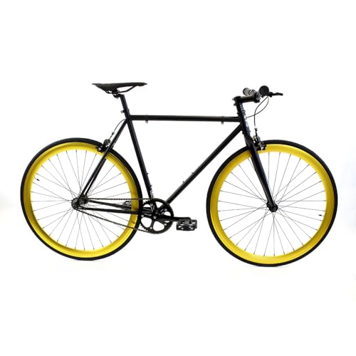 Golden Cycles Fixed Gear Single Speed Bike - Perfect Urban Commuter Bicycle with Front and Rear Brakes - Ideal for Teens and Adults - The Bike Come in Different Sizes (41cm, Saint)