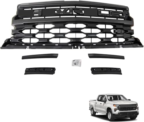 Front Grille Black Compatible With Chevy Silverado 1500 Z71 2022-2025 | OEM 85573521 | Direct Fit Upper Bumper Grill
