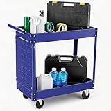 2-Stöckiger Werkzeugwagen, 150 kg Tragkraft, Robuster Metall-Rollwagen, Werkzeugaufbewahrung Für Mechaniker, Garage, Werkstatt, Lager Und Reparaturwerkstatt