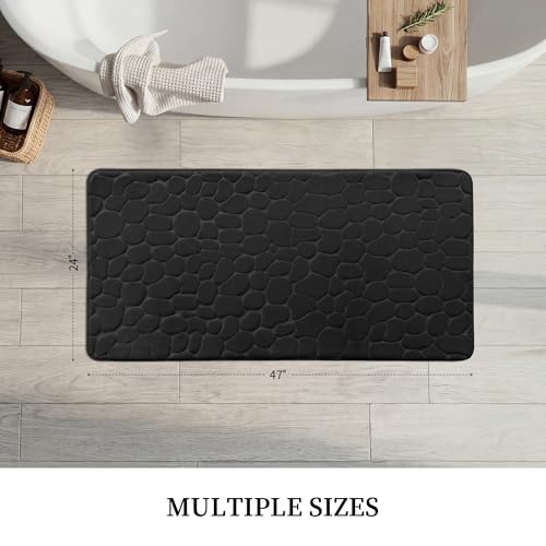 YIHOUSE Memory Foam Runner Rug, Cobblestone Bathroom Runner Rugs Super Water Absorbent Bath Mats for Bathroom Machine Washable Bath Rugs for Hallway Bedroom Laundry Room(24 x 47,Black) by YIHOUSE - Used condition - Image 5